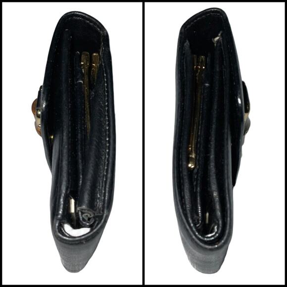 GUCCI Vintage Black leather trifold wallet with Front Bamboo Accent - Picture 13 of 15